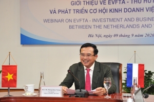 Chia sẻ tại Diễn đàn trực tuyến “Giới thiệu về EVFTA - EVIPA -Thu hút đầu tư và phát triển cơ hội kinh doanh Việt Nam – Hà Lan” diễn ra ngày 9/9, Thứ trưởng Bộ Công Thương Hoàng Quốc Vượng nhấn mạnh: “Khi EVFTA vào hiệu lực, quan hệ thương mại giữa Việt N