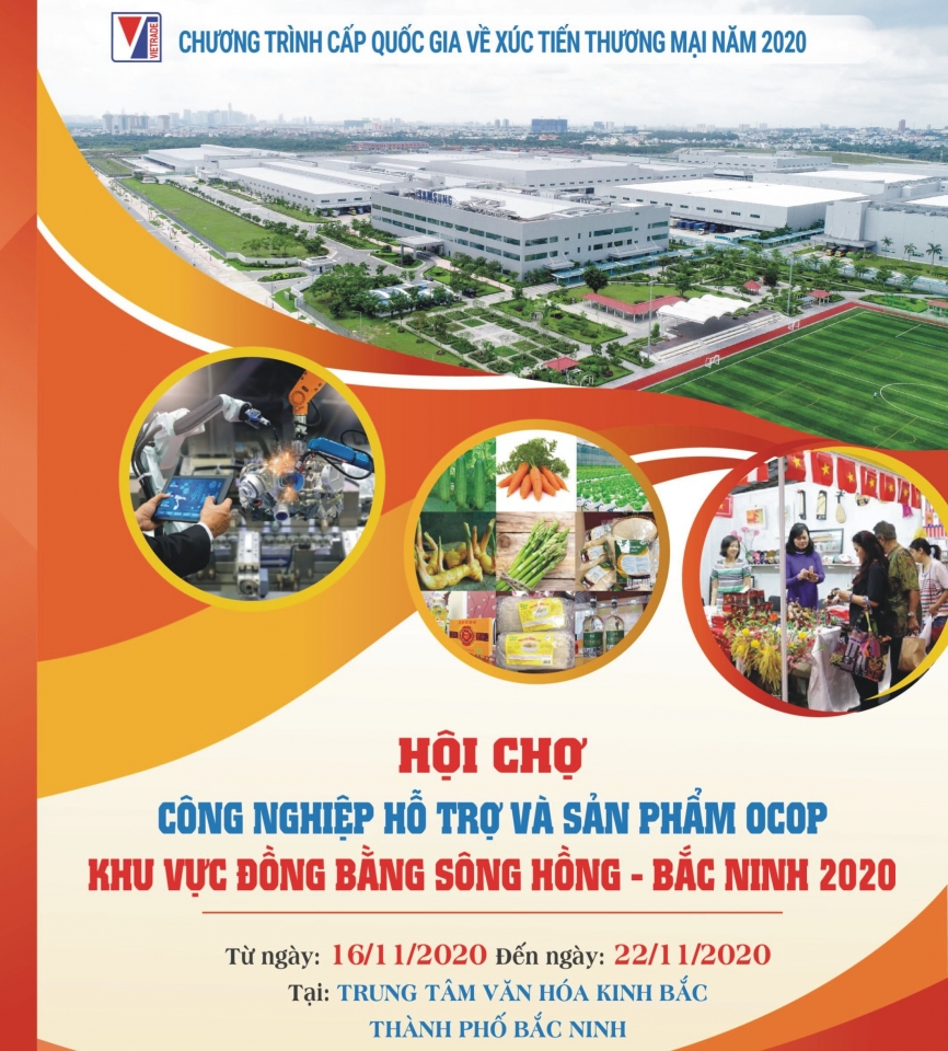 Mời doanh nghiệp tham gia Hội chợ công nghiệp hỗ trợ và sản phẩm OCOP khu vực đồng bằng sông Hồng – Bắc Ninh năm 2020